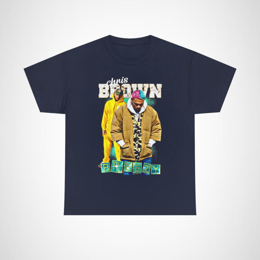 Chris Brown Breezy graphic t-shirt showcasing stylish design and comfortable fit Navy colour