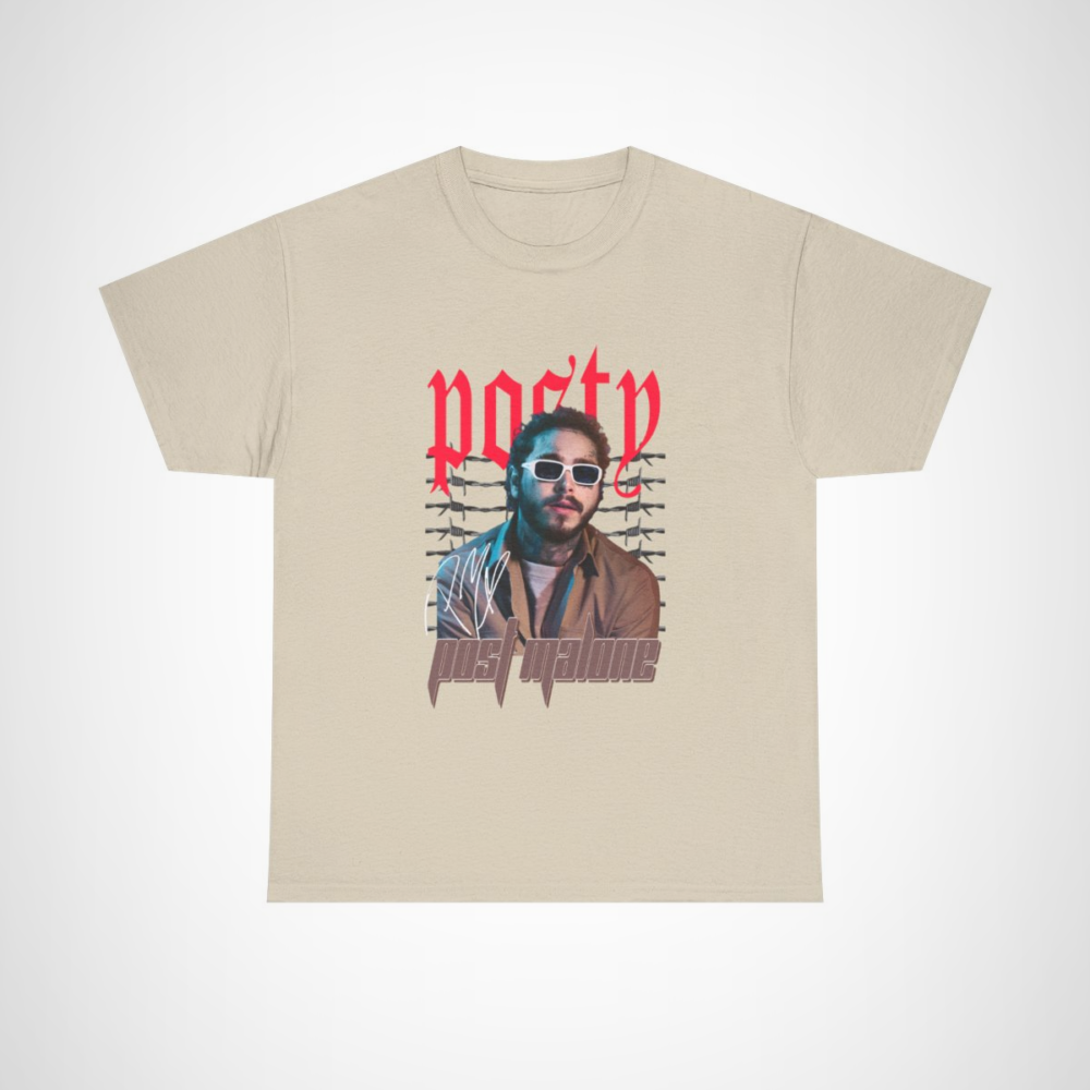 Post Malone Poetry Graphic Tee, vibrant design for music lovers Sand colour