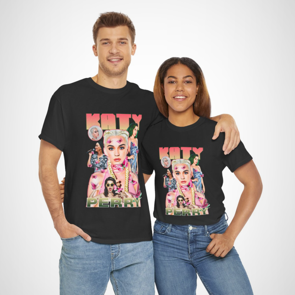 Katy Perry inspired t-shirt with colorful butterflies design