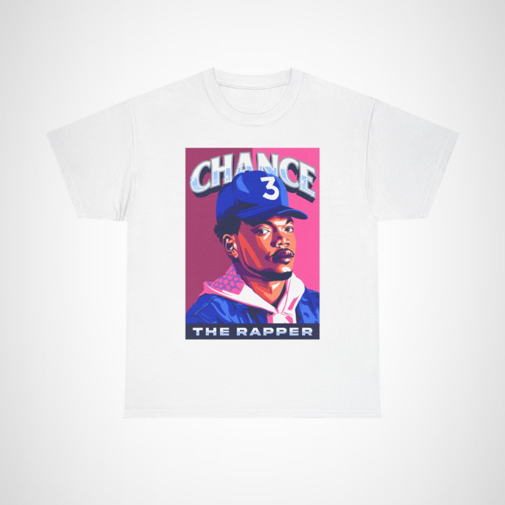 Vibrant Chance The Rapper graphic tee showcasing bold hip hop design White colour
