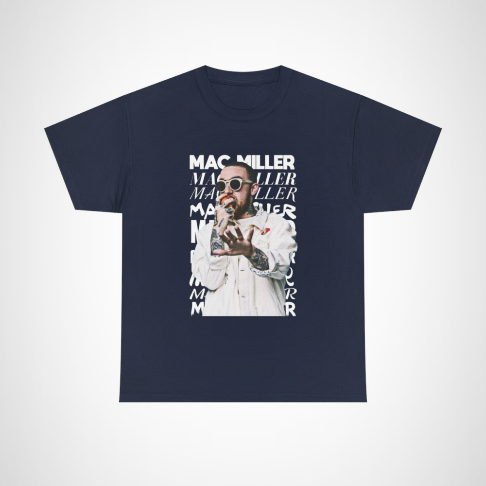 Vintage style Mac Miller t-shirt for music fans Navy colour