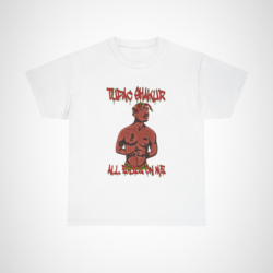 Tupac Shakur All Eyez On Me Art Tee with stylized illustration White colour