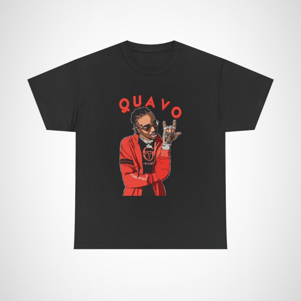 Quavo Cool Streetwear Graphic Tee showcasing vibrant hip-hop artwork Black colour