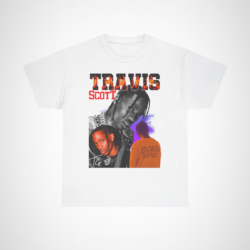 Travis Scott Fire Graphic Tee showcasing vibrant visuals and inspirational text White colour
