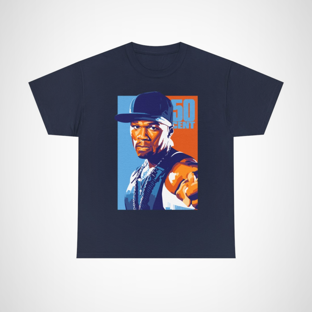 50 Cent graphic tee showcasing hip hop culture and style Navy colour