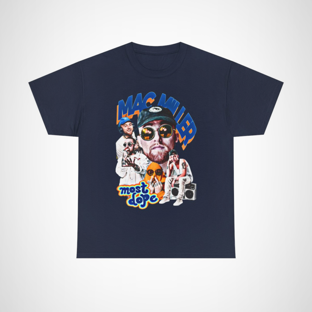 Mac Miller Most Dope Tribute T-Shirt for fans, celebrating hip-hop culture Navy colour