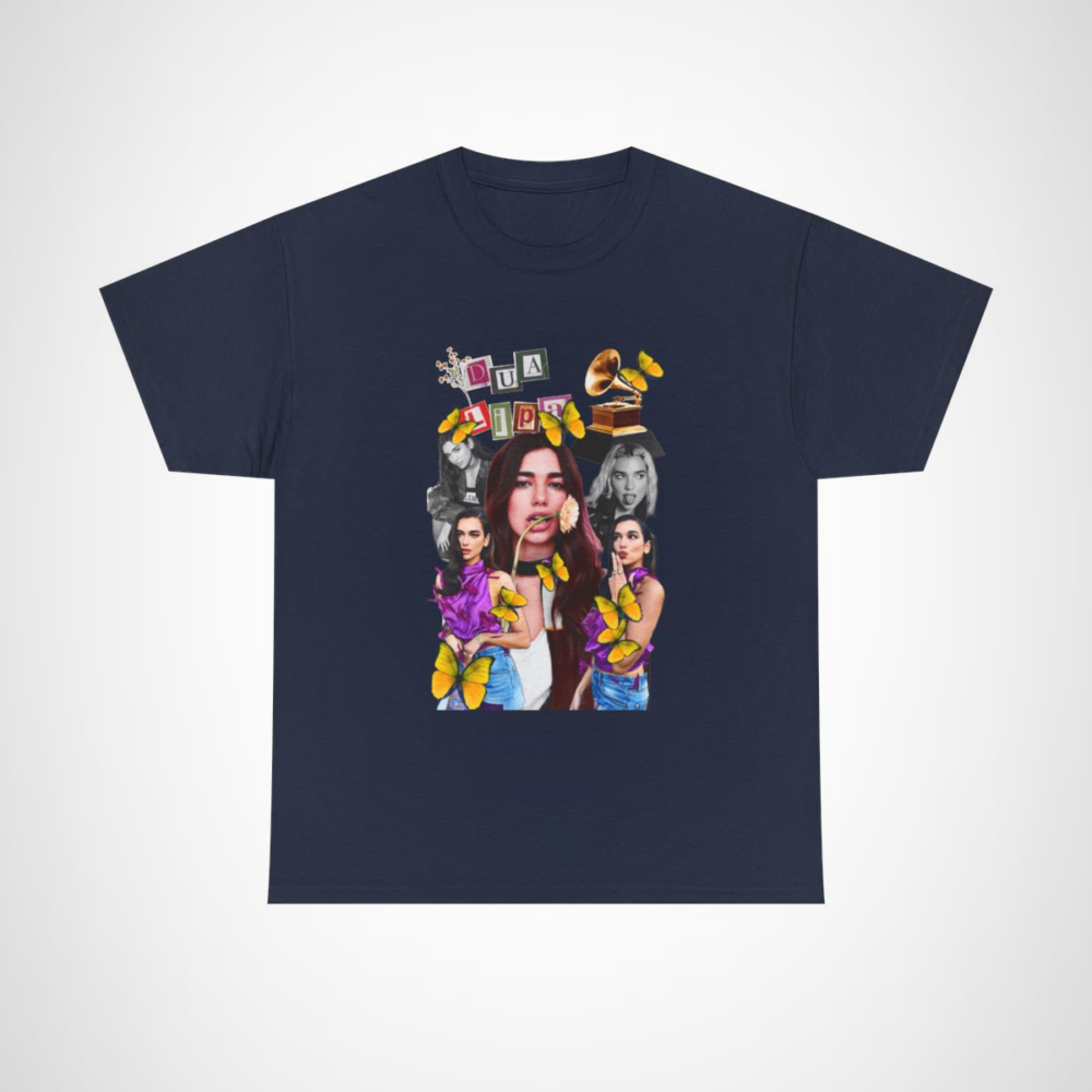 Dua Lipa Butterfly Pop Art Tee - Graphic T-Shirt with Stunning Design Navy colour