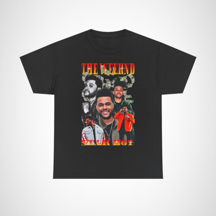 The Weeknd Star Boy Music Inspired T-Shirt showcasing unique design and high-quality material Black colour