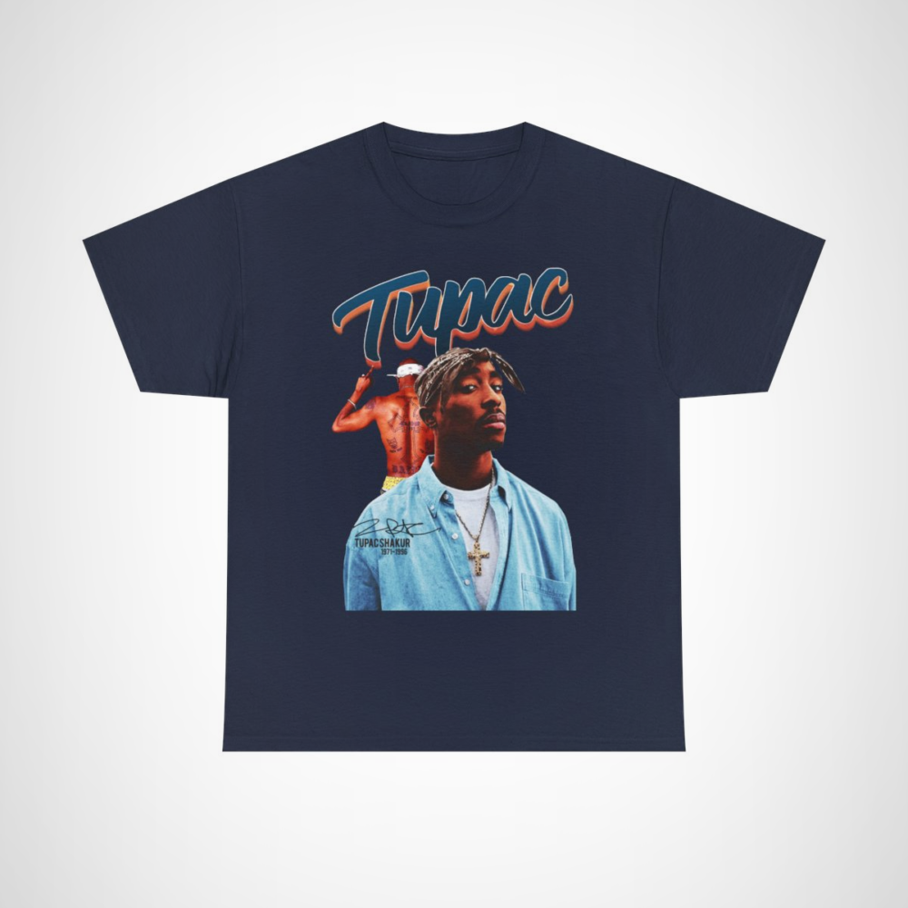 Tupac Shakur Graphic Tee featuring classic hip-hop design Navy colour