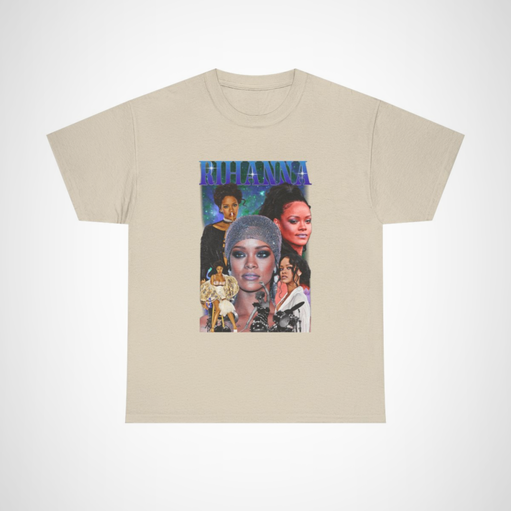 Exclusive Rihanna Collage T-Shirt for music fans Sand colour