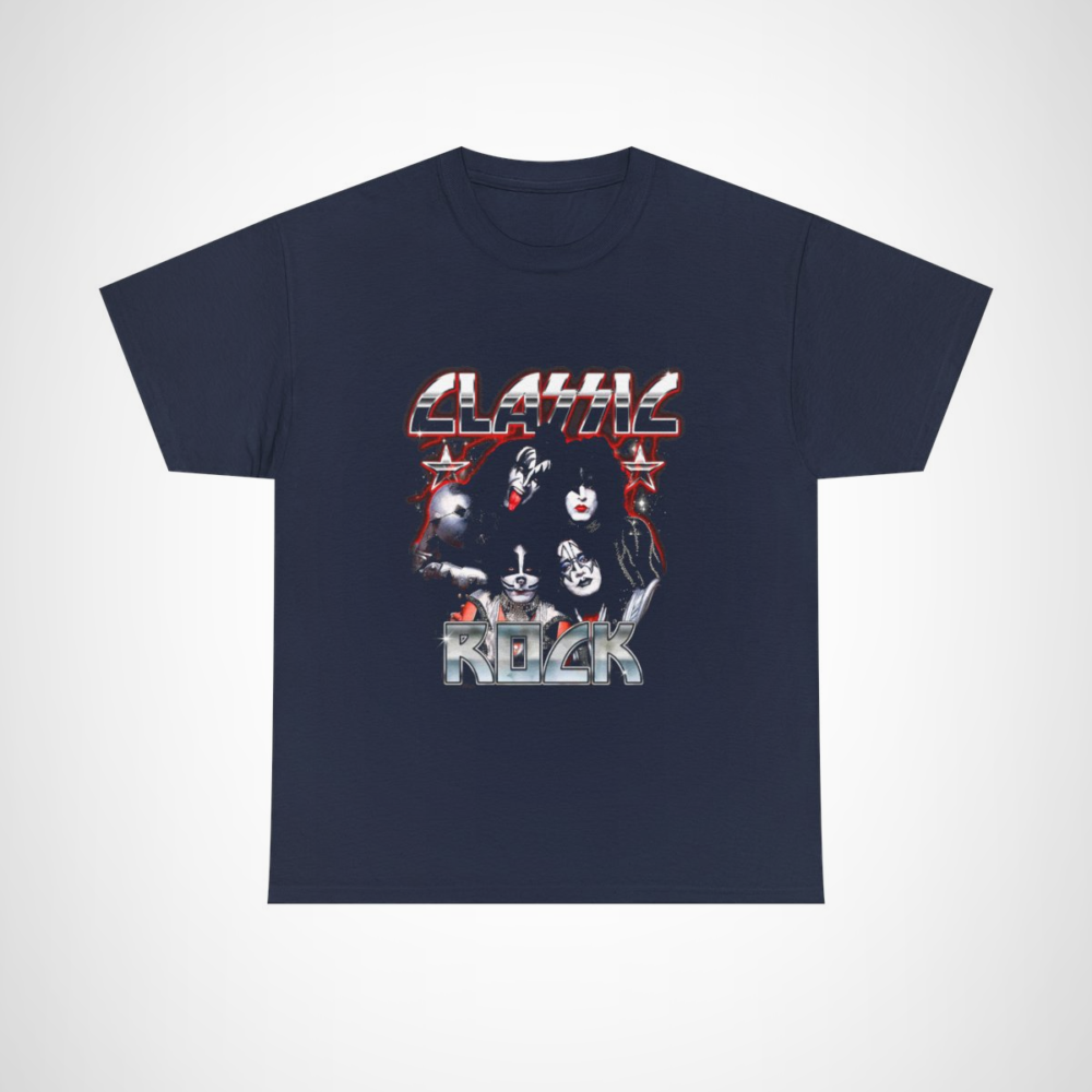 Rock Legends Graphic Tee featuring iconic music imagery Navy colour