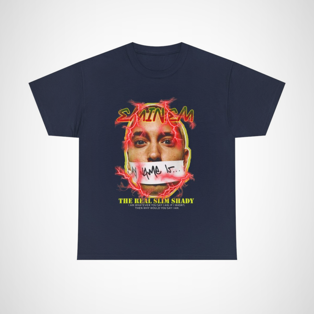Eminem The Real Slim Shady Classic Tee with striking design and lyrics Navy colour