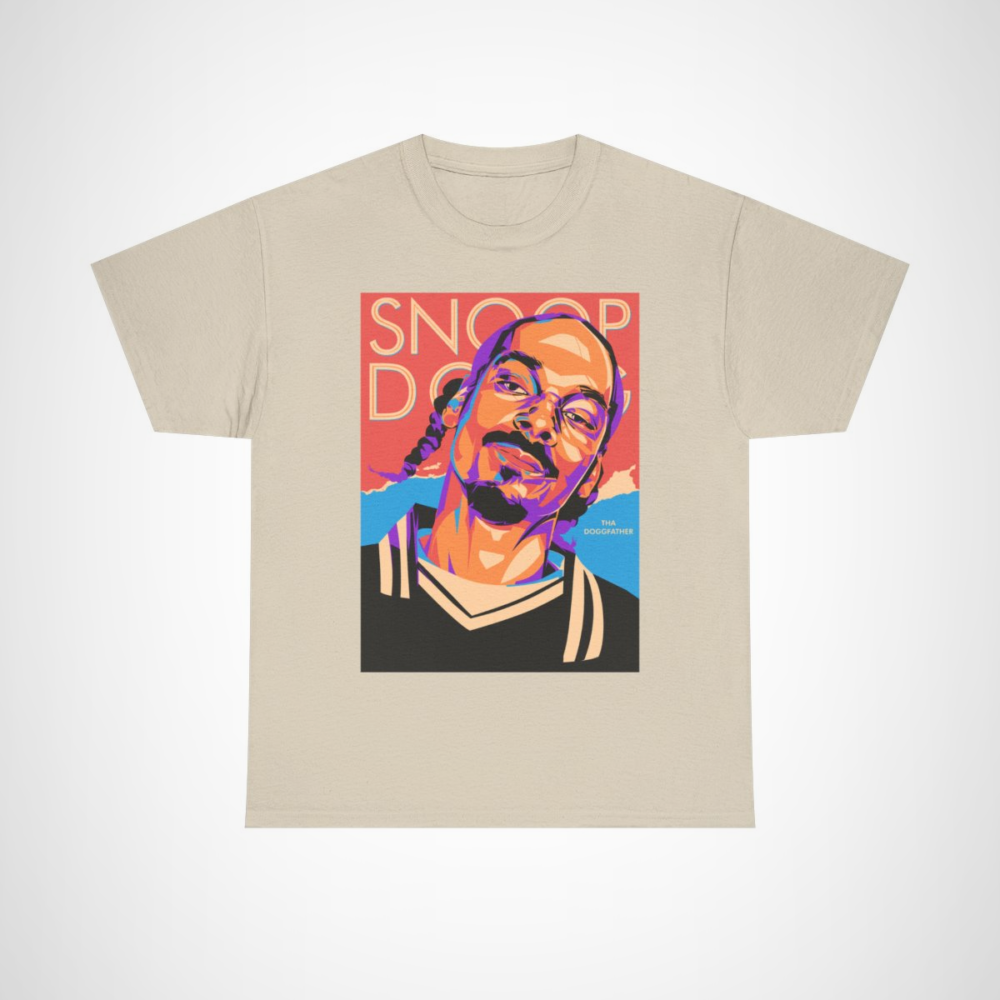 Snoop Dogg Retro Portrait T-Shirt featuring Tha Doggfather design Sand colour