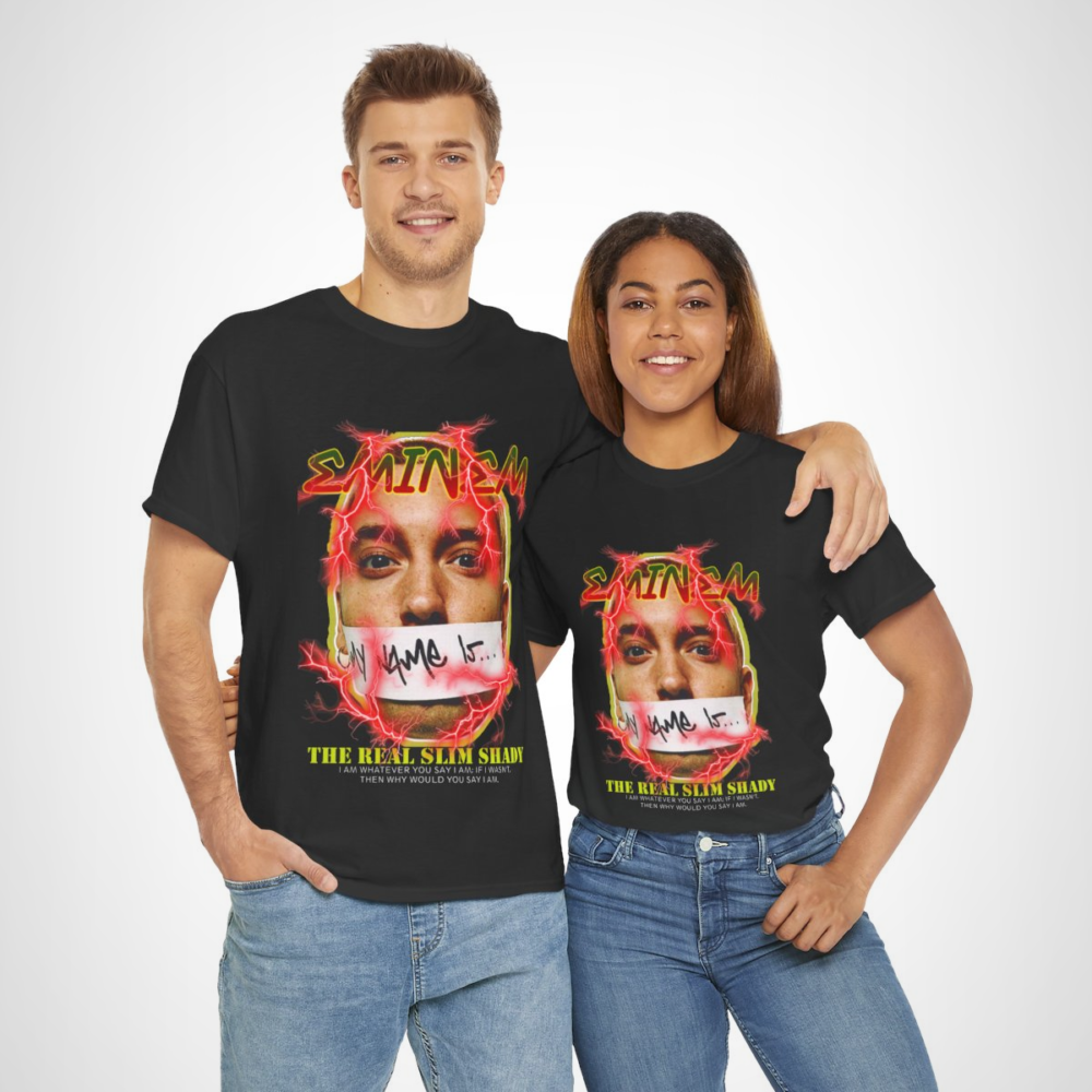 Eminem The Real Slim Shady Classic Tee with striking design and lyrics