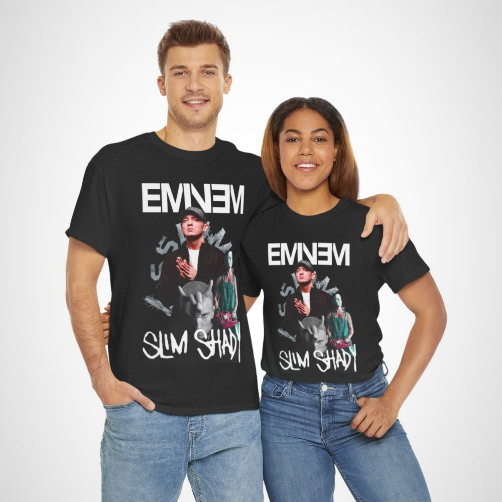 Eminem Slim Shady graphic tee showcasing iconic imagery and bold designs