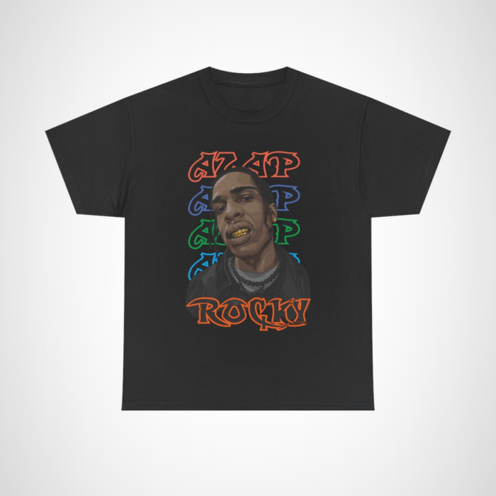 A$AP Rocky Inspired Graphic Tee showcasing bold hip hop design Black colour