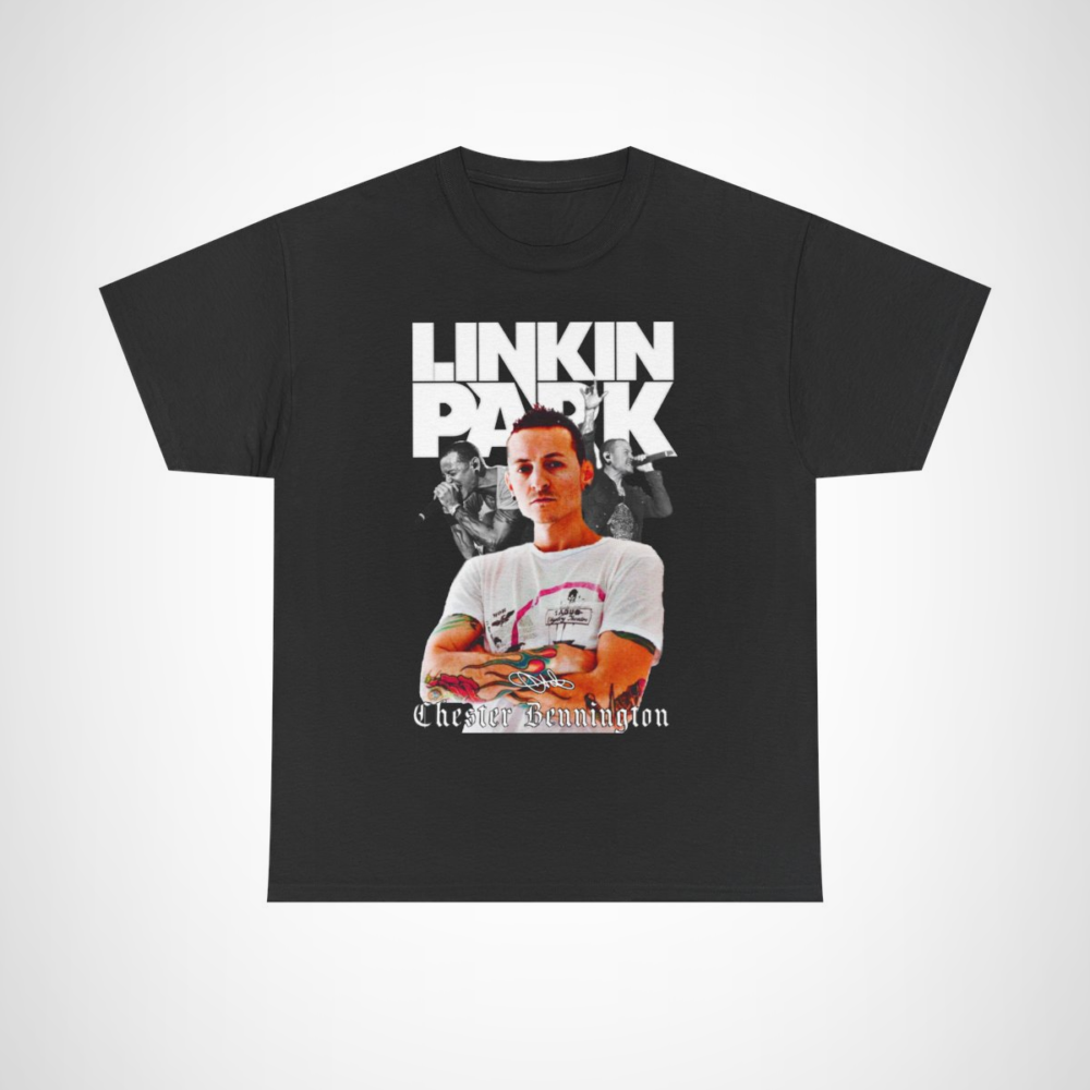 Chester Bennington tribute t-shirt featuring an iconic Linkin Park design Black colour