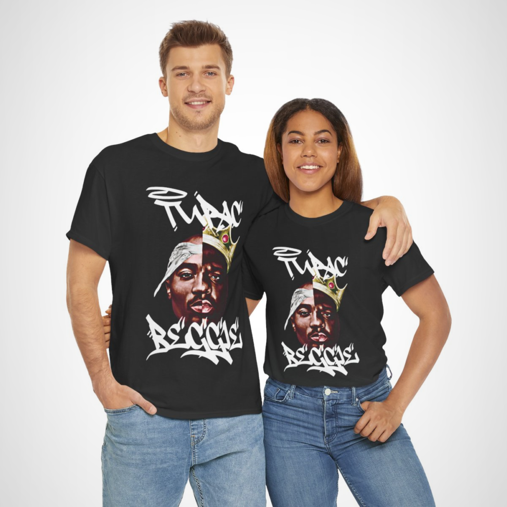 Tupac & Biggie Legends Collab Tee featuring iconic hip hop artwork
