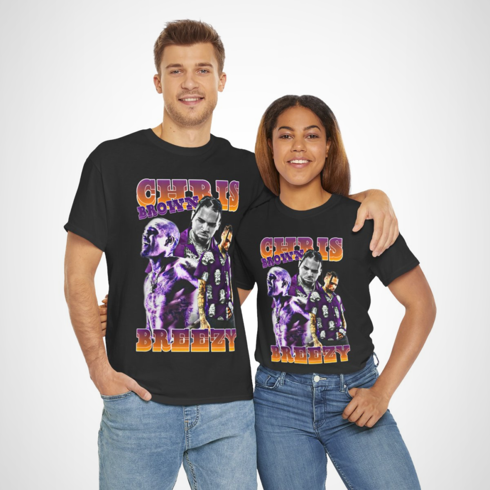 Chris Brown Inspired Breezy Graphic Tee with vibrant visuals celebrating music and style