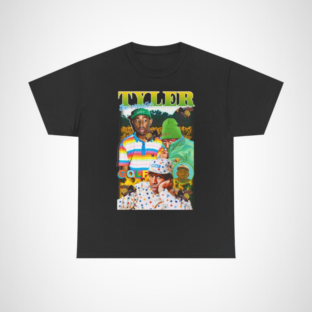 Vibrant Tyler the Creator inspired graphic t-shirt design Black colour