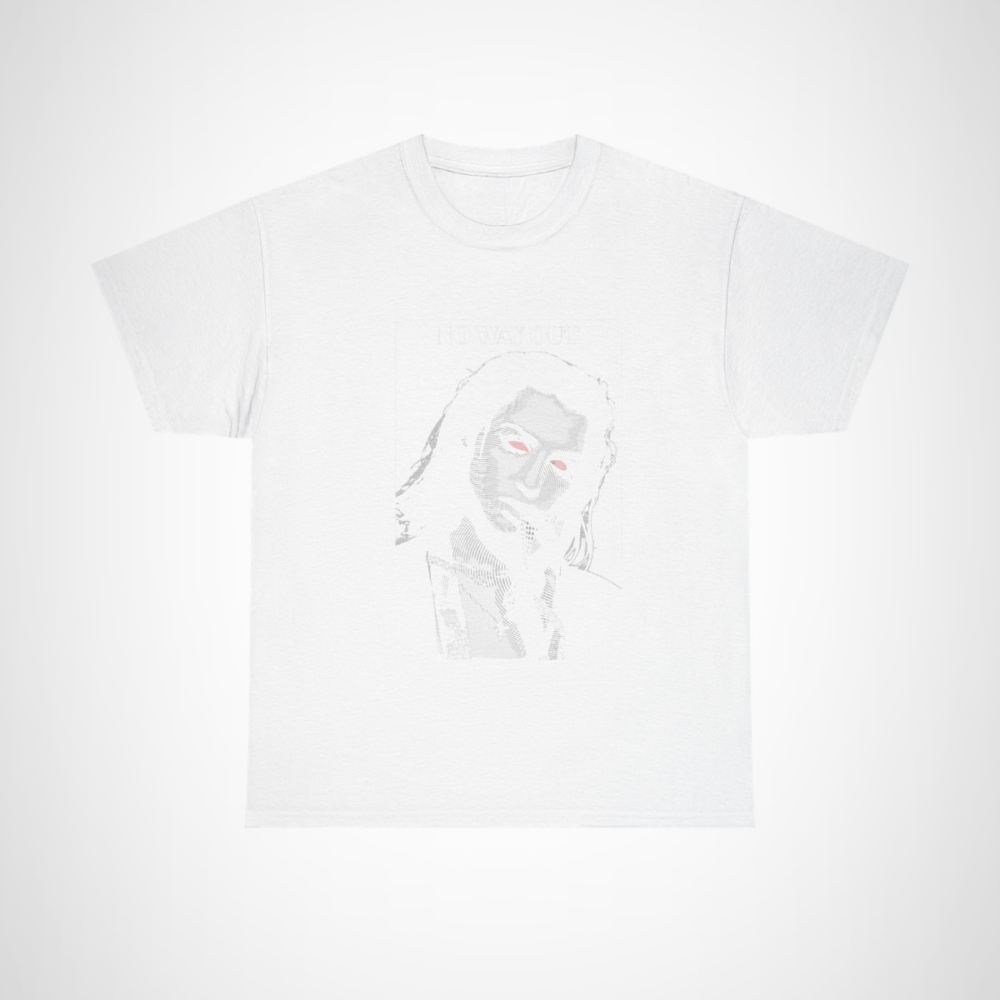 No Way Out Graphic Tee featuring bold red eyes design White colour
