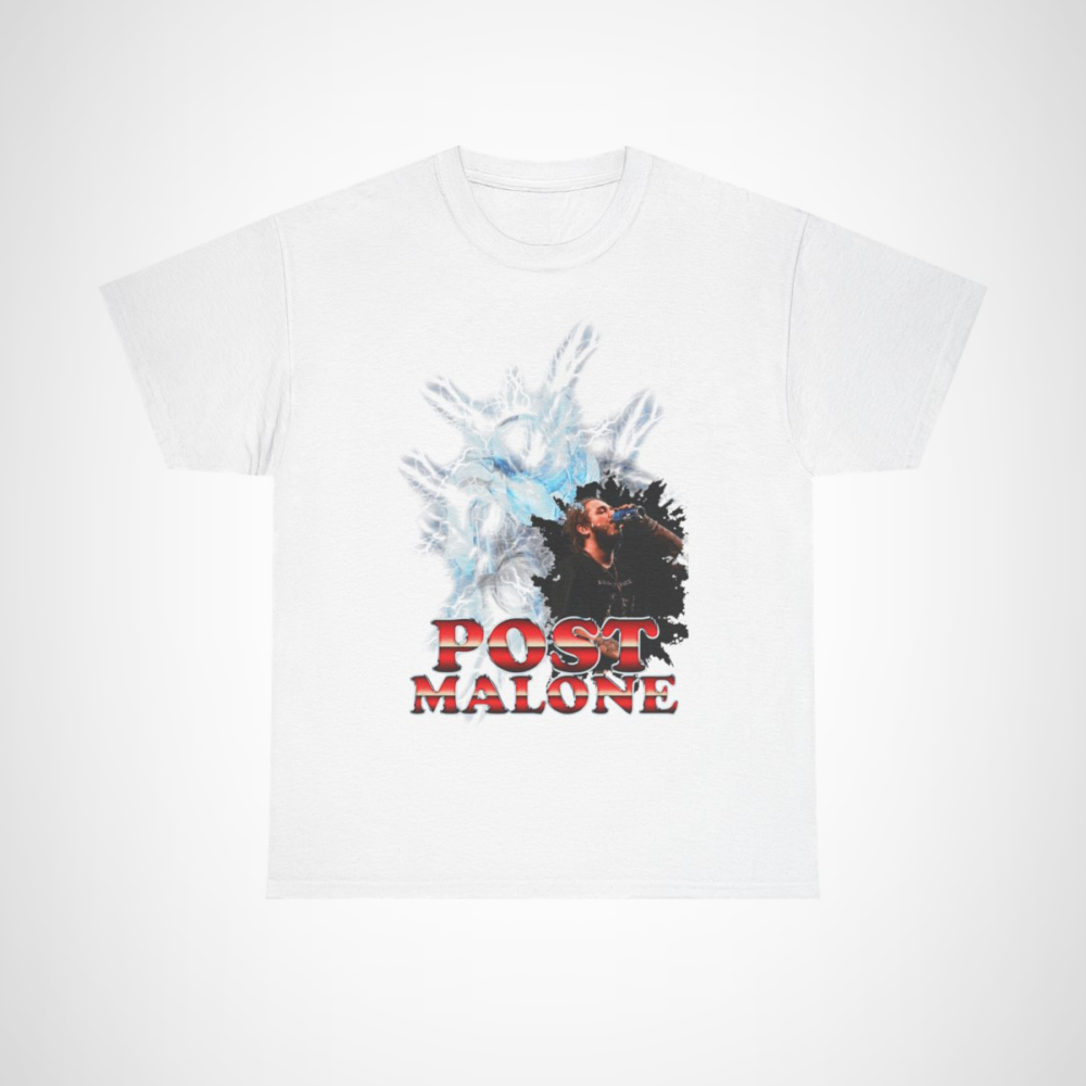 Post Malone Performance Graphic T-Shirt for Music Lovers White colour