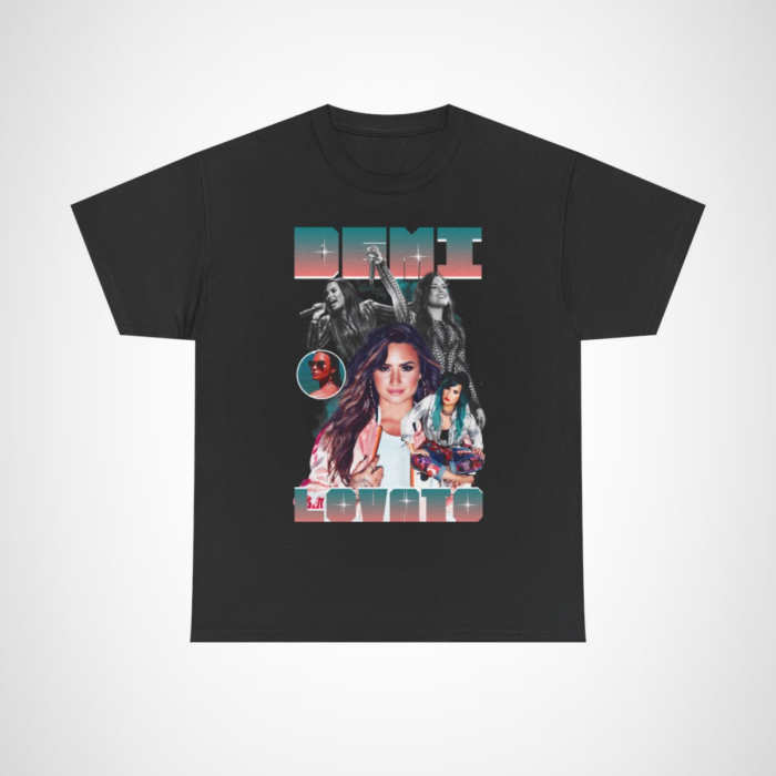 Demi Lovato graphic tee showcasing vibrant design for music fans Black colour