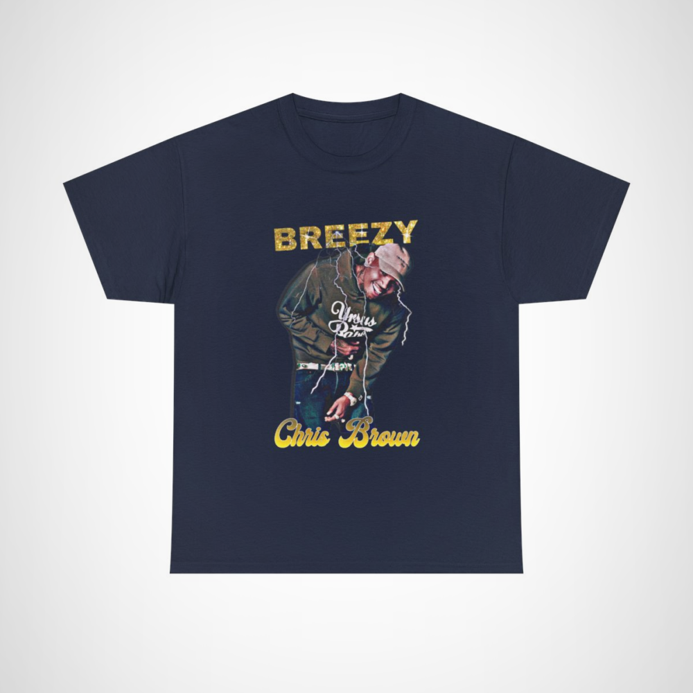 Stylish Chris Brown graphic tee for music fans Navy colour