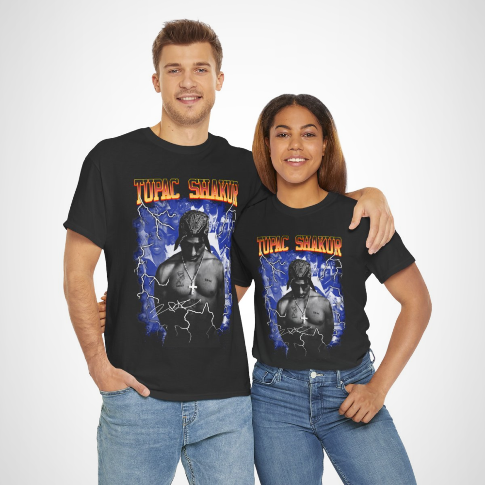 Tupac Shakur Graphic Tee featuring iconic design celebrating the legendary rapper