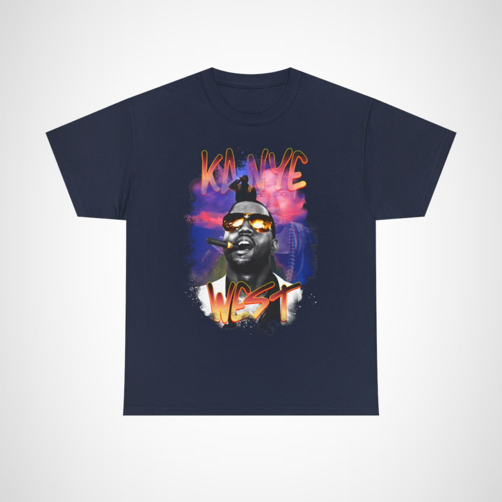 Kanye West Retro Pop Art Tee featuring bold design and vibrant colours Navy colour