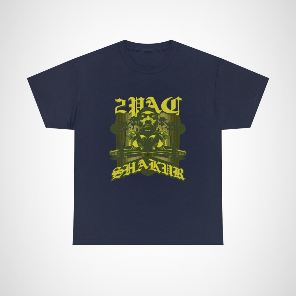 Hip hop tribute tee featuring 2Pac and Snoop Dogg in vibrant design Navy colour