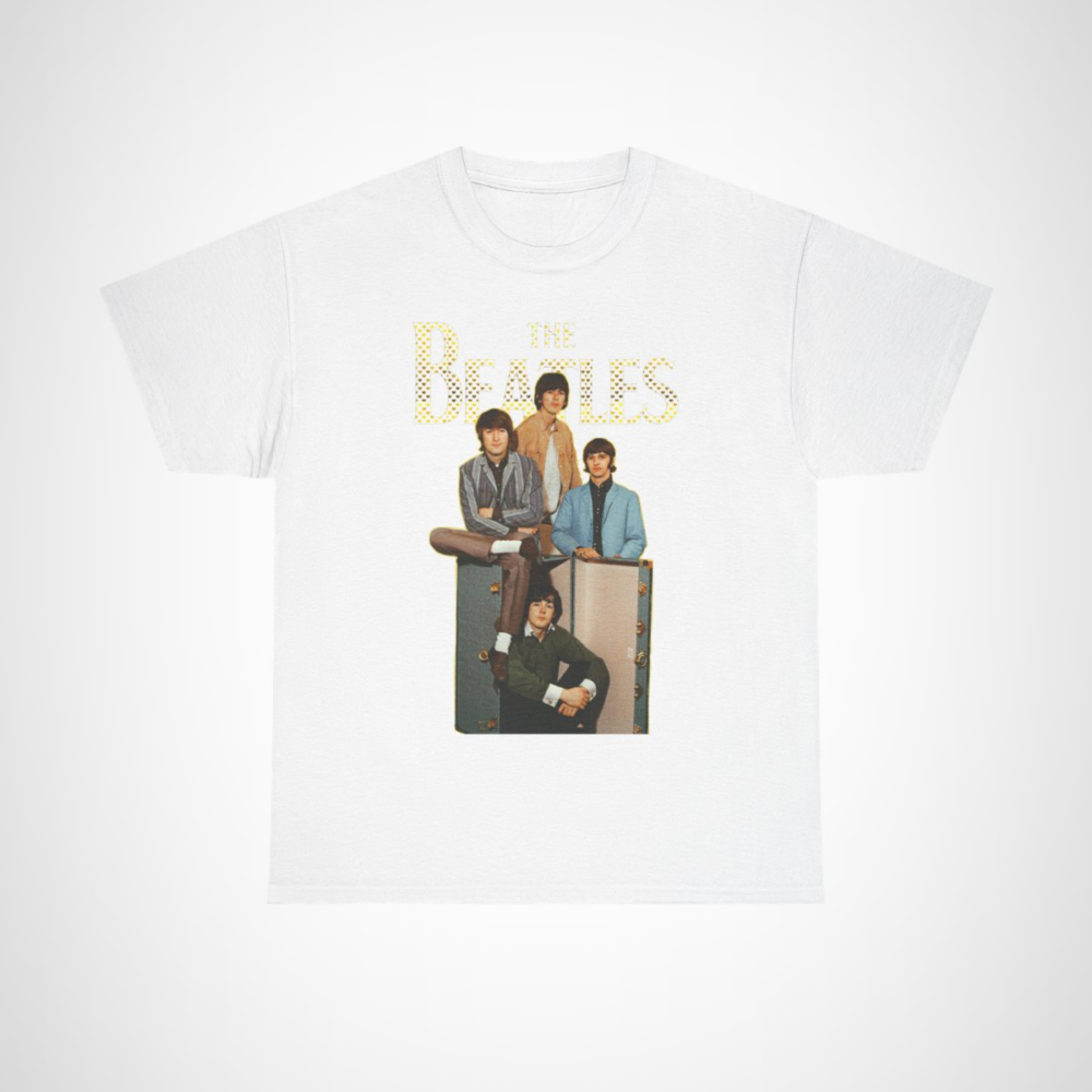 Retro The Beatles Group T-Shirt featuring vibrant iconic design White colour