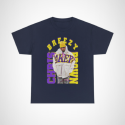Vibrant Chris Brown Lakers Vibes Tee displayed on a casual setting Navy colour