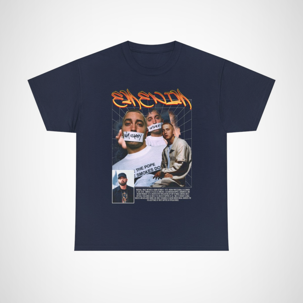 Eminem Inspired Graphic Tee showcasing Slim Shady style Navy colour