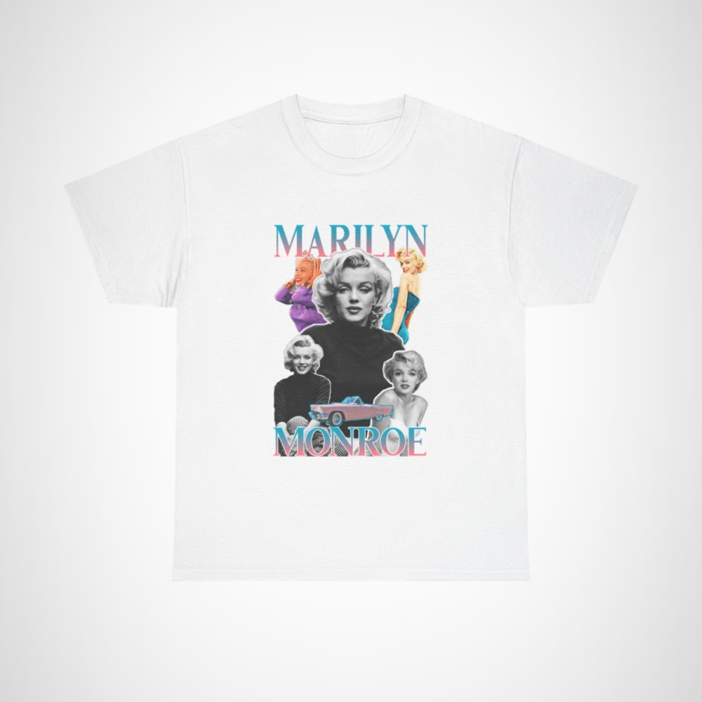 Marilyn Monroe Retro Collage Tee showcasing a vibrant vintage design White colour