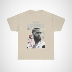 Nipsey Hussle Tribute T-Shirt with dollar bills design Sand colour