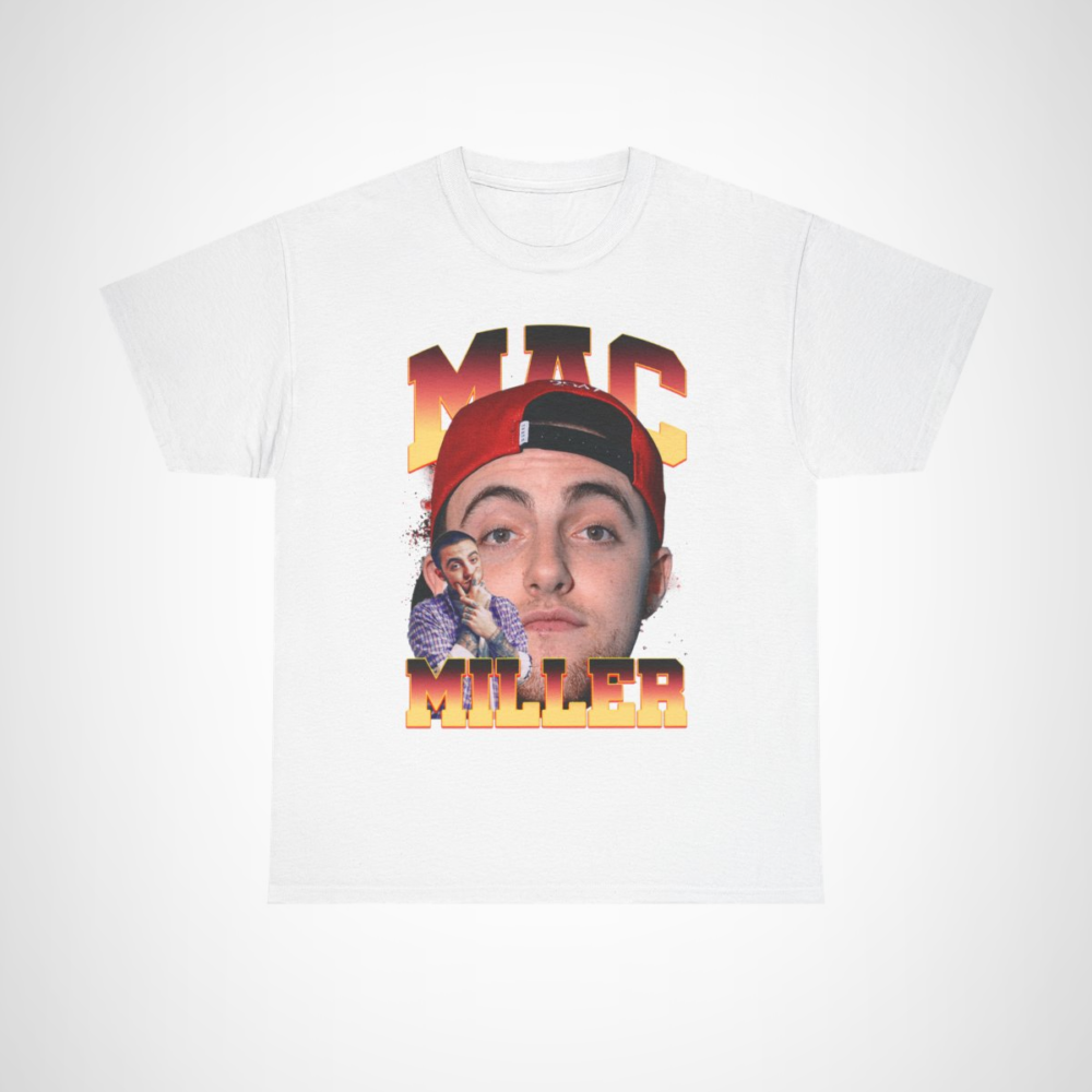 Mac Miller graphic tee for fans showcasing vibrant design White colour