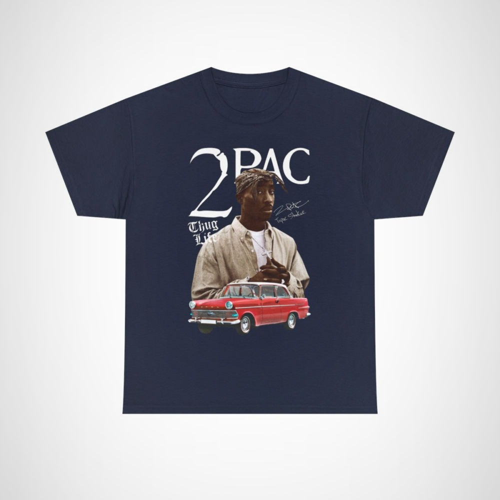 Vintage 2Pac Thug Life T-Shirt featuring iconic hip hop graphics Navy colour