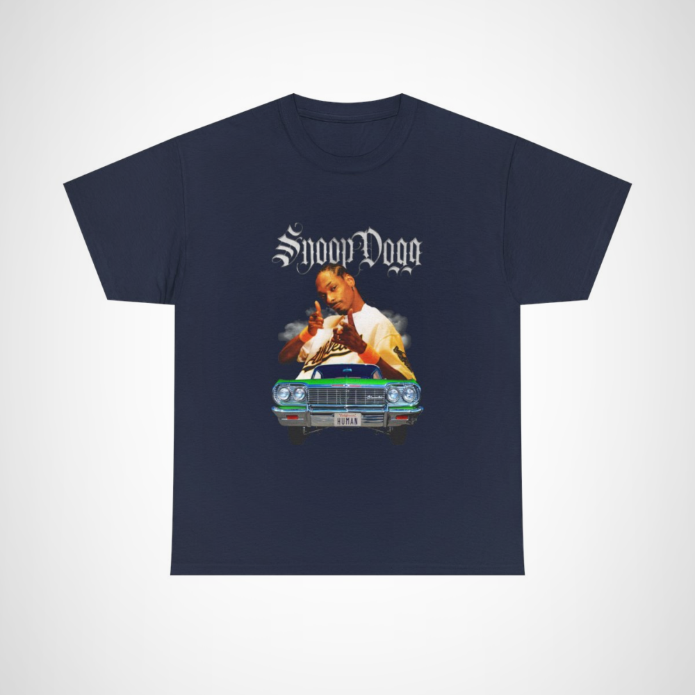 Vintage Snoop Dogg Classic Tee featuring a lowrider design Navy colour