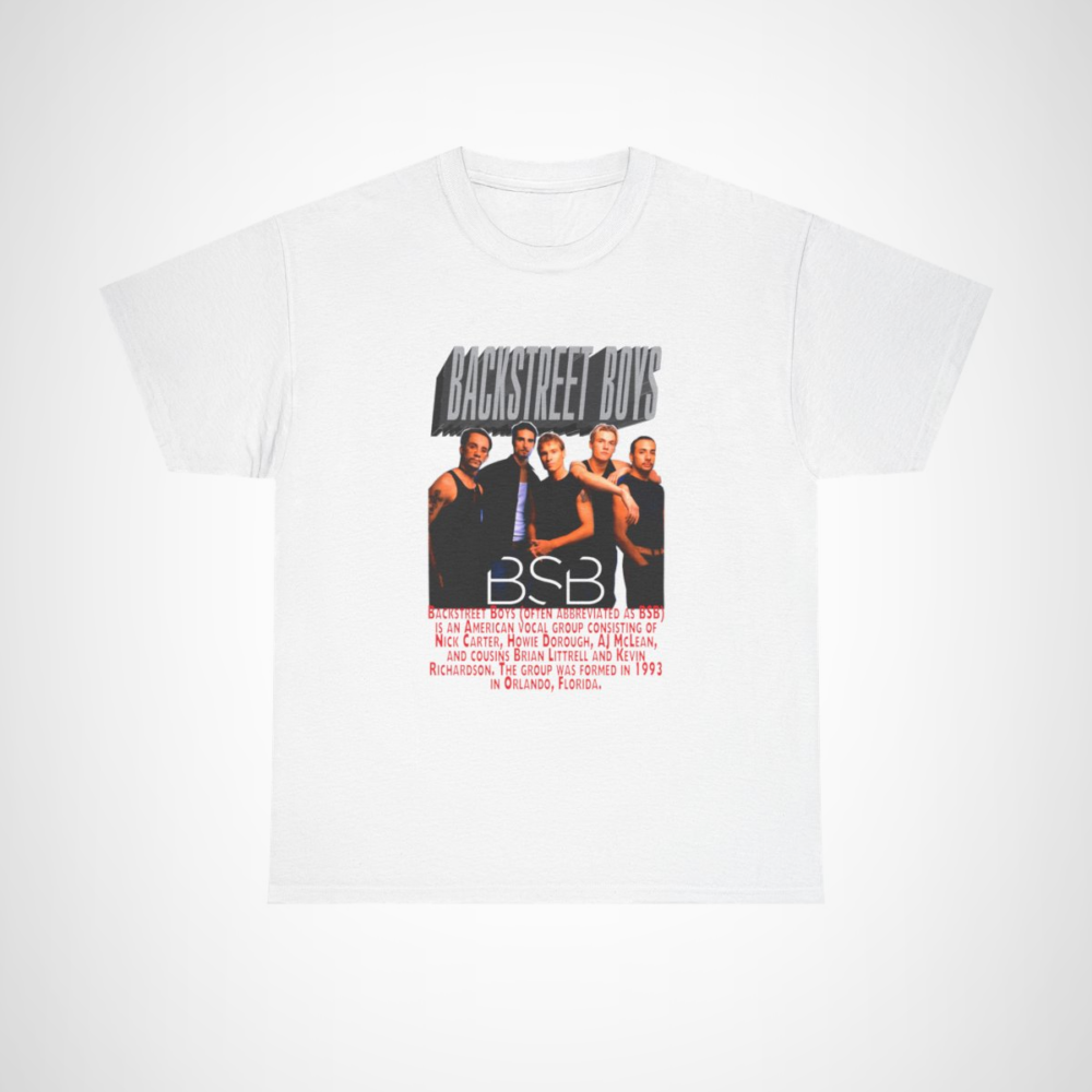 Vintage Backstreet Boys T-Shirt featuring retro design and iconic imagery White colour