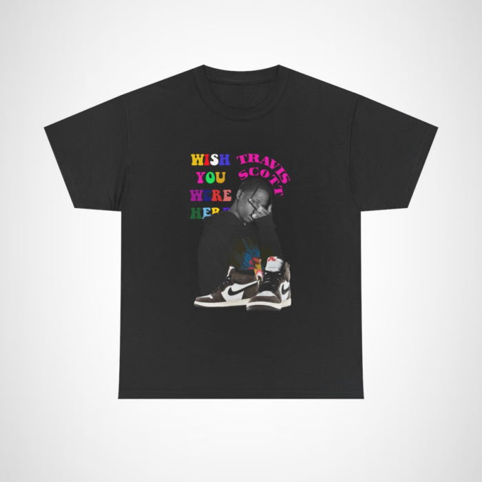 Travis Scott Wish You Were Here T-Shirt with bold graphics Black colour