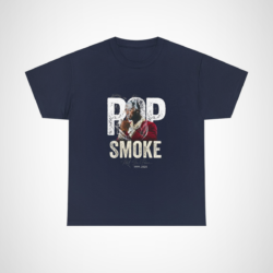 Pop Smoke tribute t-shirt featuring unique graphics and heartfelt design Navy colour