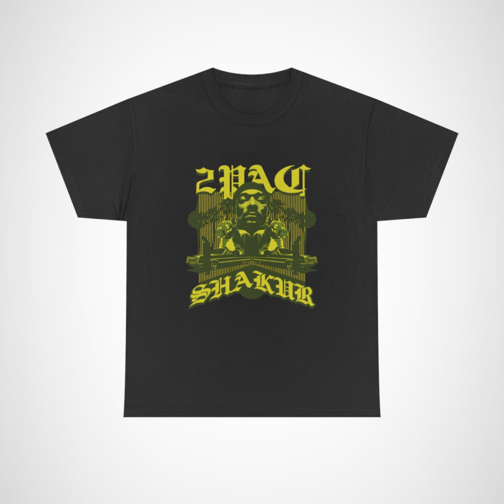 Hip hop tribute tee featuring 2Pac and Snoop Dogg in vibrant design Black colour