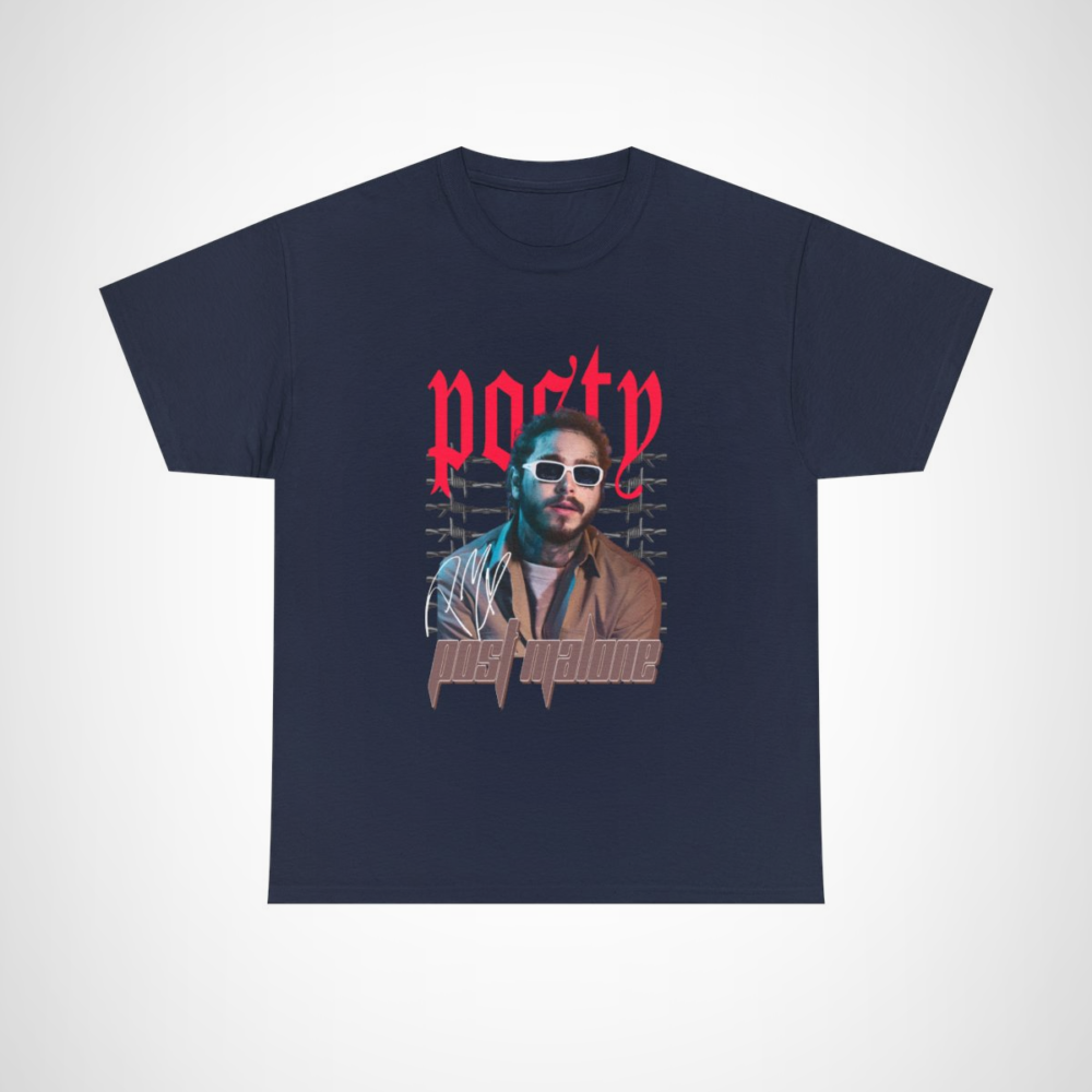 Post Malone Poetry Graphic Tee, vibrant design for music lovers Navy colour