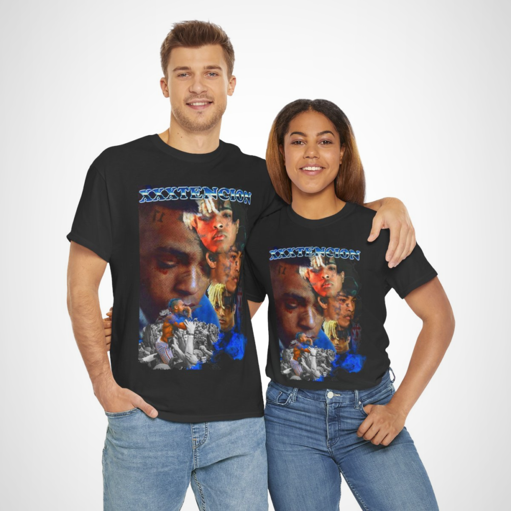 XXXTENTACION tribute t-shirt featuring a collage of his memorable moments
