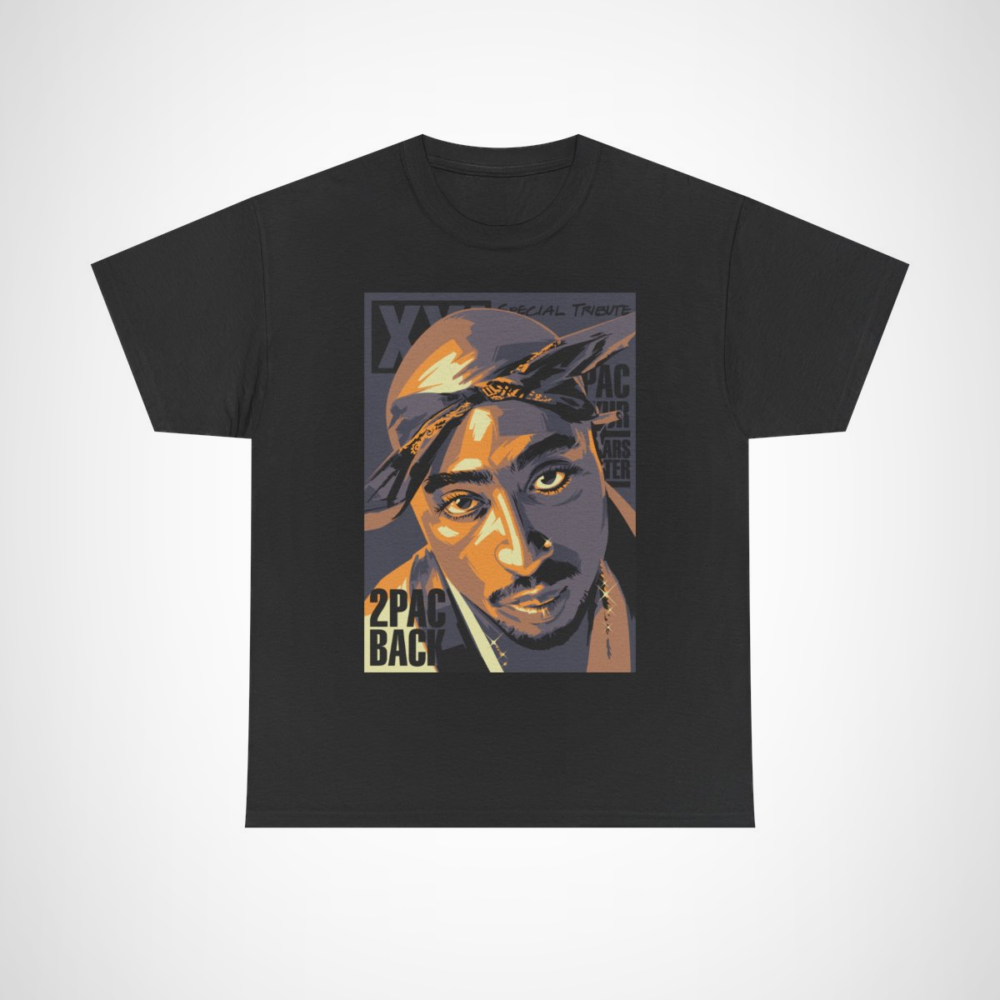 2Pac Tribute Graphic Tee featuring an artistic design of the legendary rapper for hip hop fans Black colour