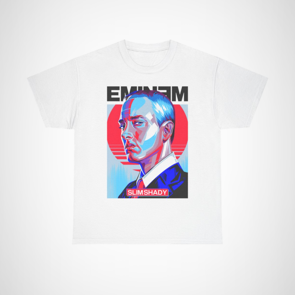 Slim Shady Pop Art T-Shirt featuring vibrant design inspired by hip-hop culture White colour