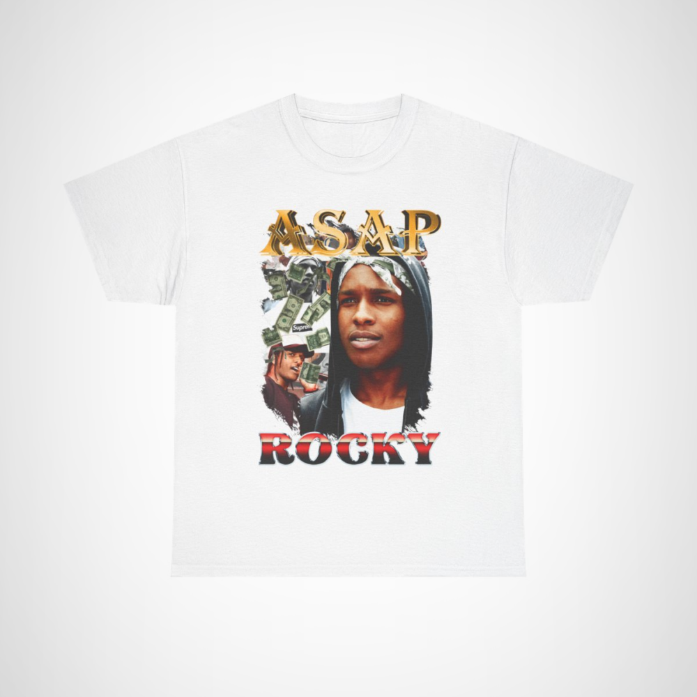 ASAP Rocky Vintage Hip Hop Tee featuring bold design and iconic image White colour