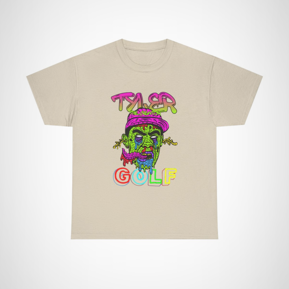 Tyler The Creator inspired psychedelic zombie golf T-Shirt Sand colour