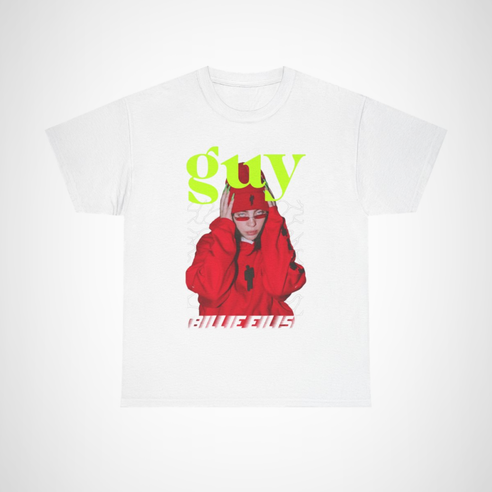 Billie Eilish inspired streetwear t-shirt with bold graphics White colour